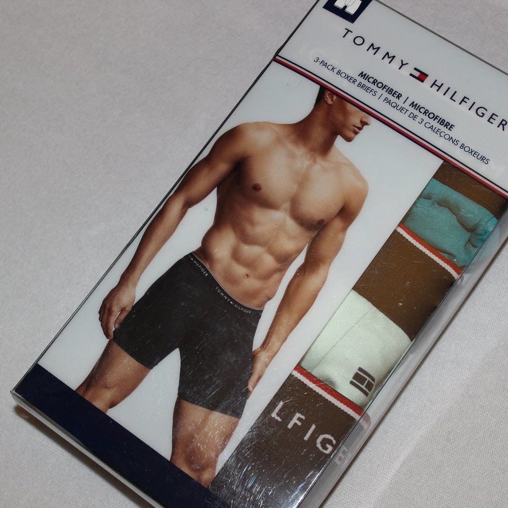 Tommy Hilfiger Men's Multi-Color Microfiber Stretch Boxer Briefs 3-Pack Size Med